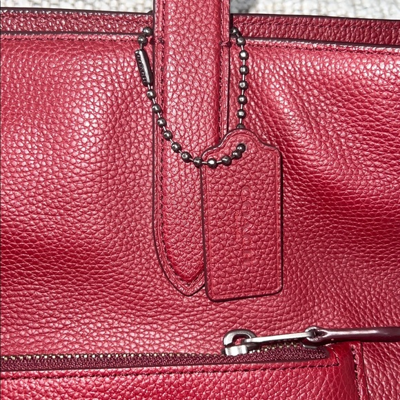 Coach Metropolitan Tote Bag Red Currant Pebble Leather Like New - Picture 11 of 15